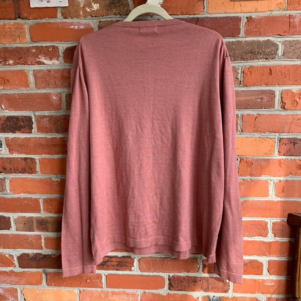 NEW Lord & Taylor Coral & Gray Henley Sweater - Picture 5 of 7